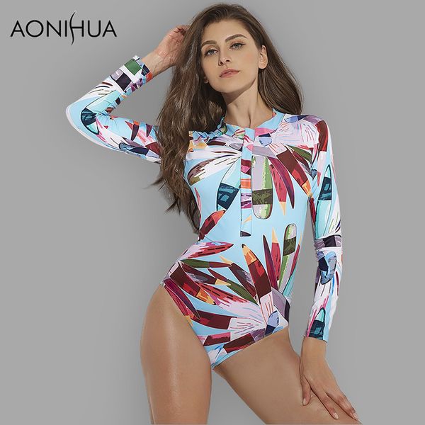 aonihua 2018 front zipper one piece swimsuit women push up long sleeve swimwear female surfing swimming suit, White;black
aonihua 2018 front zipper one piece swimsuit women push up long sleeve swimwear female surfing swimming suit, White;black