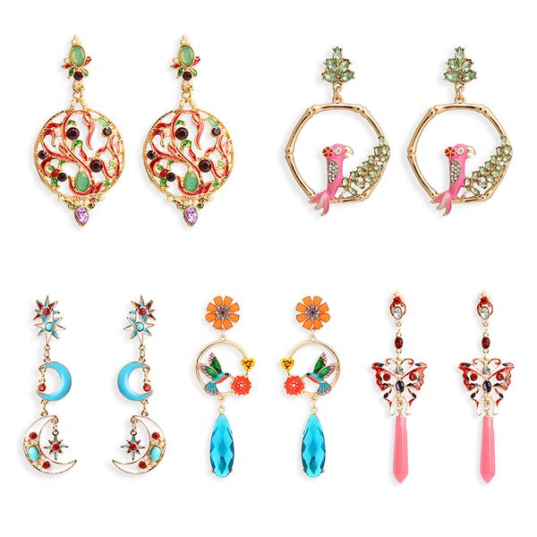 women unique design flower bird plant stars moon pendant earrings for women color rhinestone earrings wedding jewelry gift, Silver
women unique design flower bird plant stars moon pendant earrings for women color rhinestone earrings wedding jewelry gift, Silver