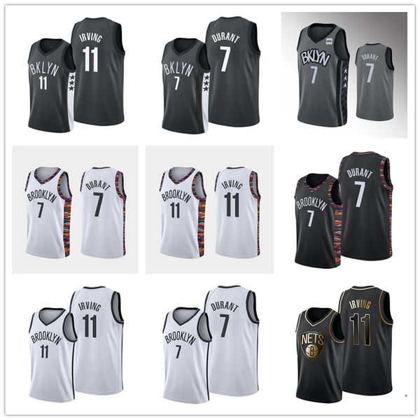 2019 brooklyn men 039 kevin 7 durant 11 irving net jer ey the city men ba ketball jer ey, Black;blue