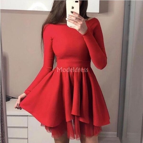 elegant homecoming dresses scoop neck long sleeves short cocktail gown mini party prom dress a line new vestidos de fiesta custom, Red
elegant homecoming dresses scoop neck long sleeves short cocktail gown mini party prom dress a line new vestidos de fiesta custom, Red
