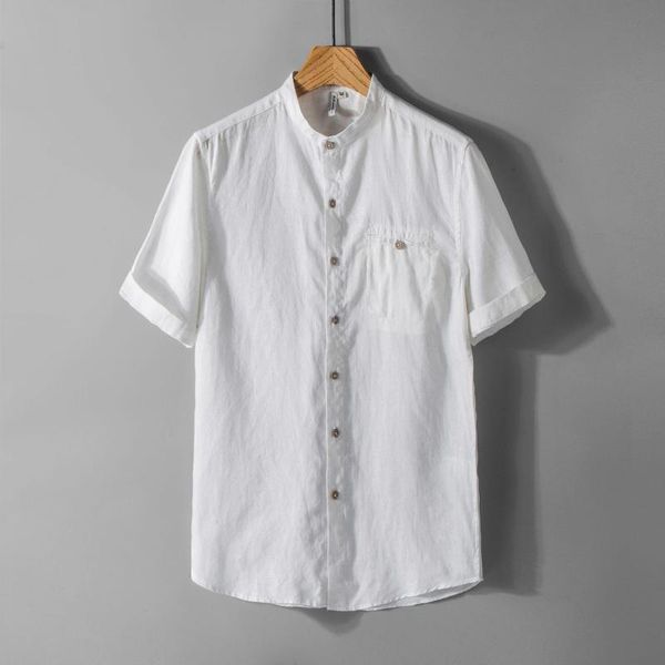 men's short sleeve shirts 100%linen white stand collar single breasted tees fashion casual summer man y2310, White;black
men's short sleeve shirts 100%linen white stand collar single breasted tees fashion casual summer man y2310, White;black