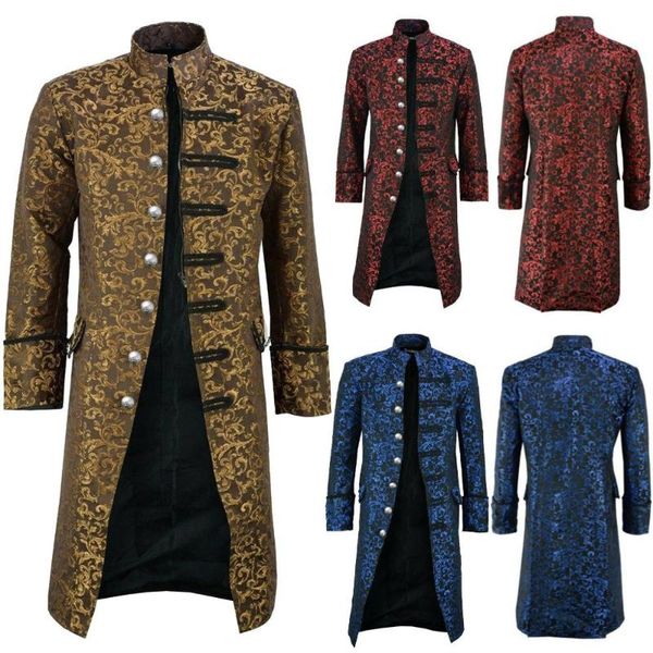 men button fashion steampunk vintage tailcoat jacket gothic frock uniform coat 0125, Black;red
men button fashion steampunk vintage tailcoat jacket gothic frock uniform coat 0125, Black;red