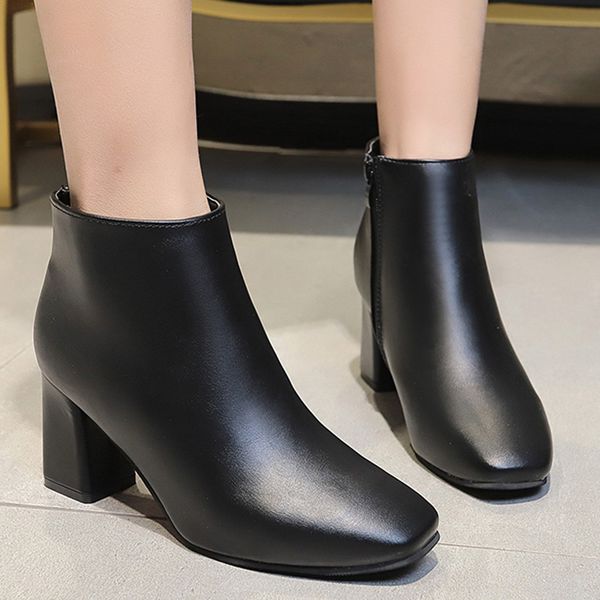 square toe concise women's leather boots office lady side zip square heel women's boots autumn winter keep warm shoes woman, Black
square toe concise women's leather boots office lady side zip square heel women's boots autumn winter keep warm shoes woman, Black