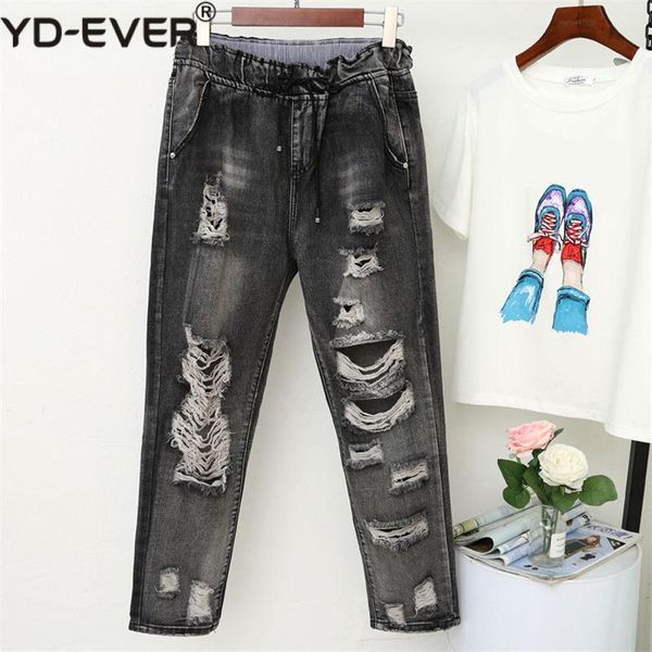 vintage boyfriend jeans for women high waist ripped hole black jeans female casual streetwear plus size harem pants q1294, Blue
vintage boyfriend jeans for women high waist ripped hole black jeans female casual streetwear plus size harem pants q1294, Blue