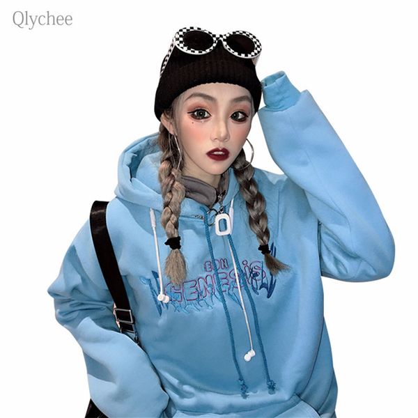 qlychee letter embroidery blue hooded sweatshirts female long sleeve pocket hoodies spring autumn casual loose pullovers, Black
qlychee letter embroidery blue hooded sweatshirts female long sleeve pocket hoodies spring autumn casual loose pullovers, Black