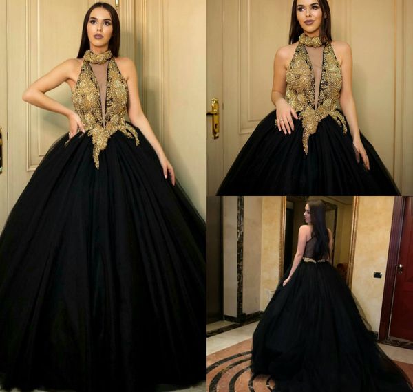 2019 beaded black and gold prom dresses a line halter sleeveless sweep train evening gowns sleeveless formal dress
2019 beaded black and gold prom dresses a line halter sleeveless sweep train evening gowns sleeveless formal dress