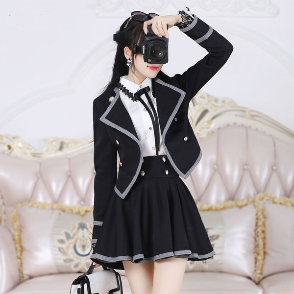 black gray edge british suit skirt suit two-piece female 2020 spring and autumn new temperament dress, White;black
black gray edge british suit skirt suit two-piece female 2020 spring and autumn new temperament dress, White;black