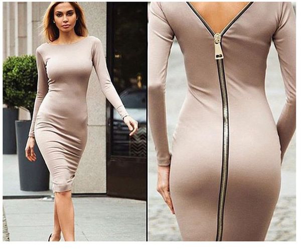 Autumn Womens Desigenr Solid Dress Sexy Womens Crew Neck Dresses Fashion Night Club Dresses with Zipper 
Autumn Womens Desigenr Solid Dress Sexy Womens Crew Neck Dresses Fashion Night Club Dresses with Zipper