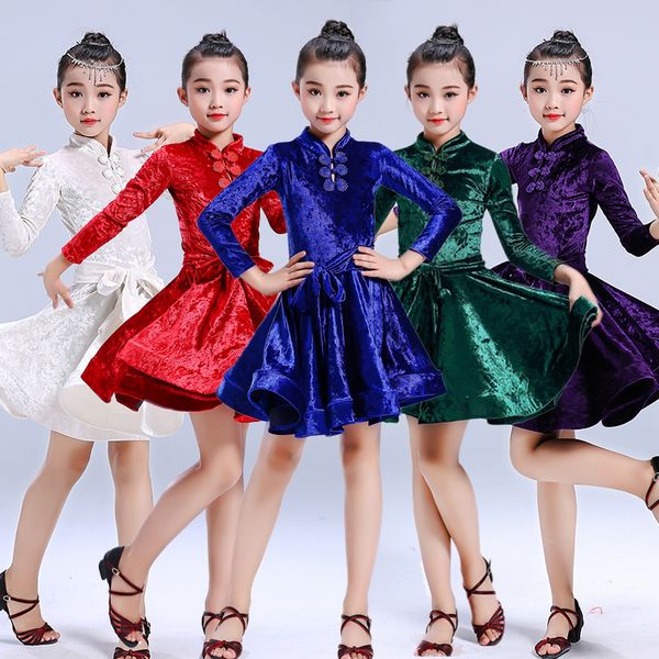 2019 new winter children's dresses for girls long sleeve latin dance dress velvet stage ballroom competition cheongsam dress, Black;red
2019 new winter children's dresses for girls long sleeve latin dance dress velvet stage ballroom competition cheongsam dress, Black;red