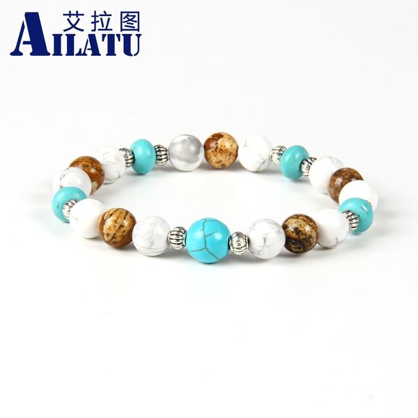 ailatu new design wholesale 10pcs/lot 8mm white howlite marble stone beads lovers energy bracelet, Golden;silver
ailatu new design wholesale 10pcs/lot 8mm white howlite marble stone beads lovers energy bracelet, Golden;silver