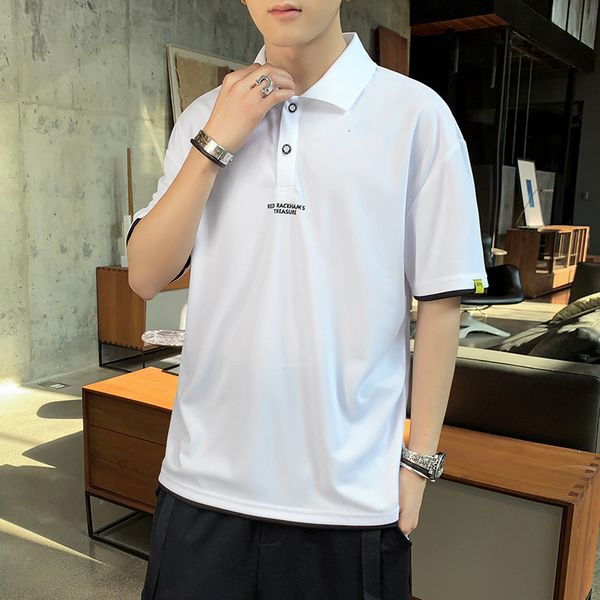 mens designer short sleeve t-shirt cotton slim youth lapel polo shirt base shirt, White;black
mens designer short sleeve t-shirt cotton slim youth lapel polo shirt base shirt, White;black