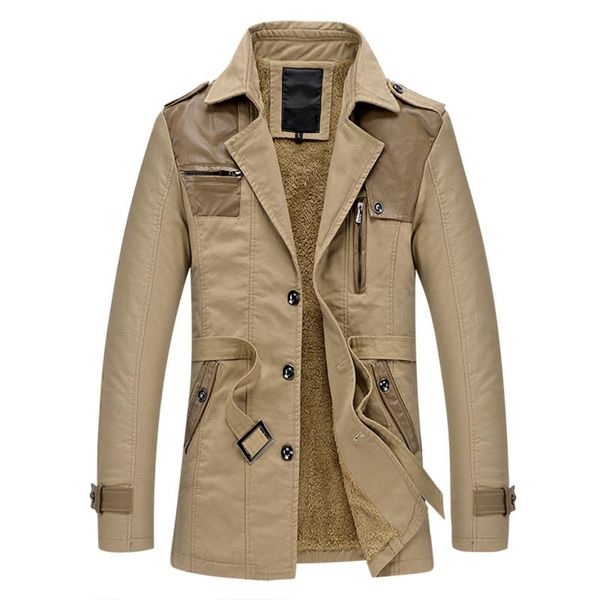 men's slim autumn and winter windbreaker new mid-length jacket coat plus velvet warm stylish high-quality jacket, Tan;black
men's slim autumn and winter windbreaker new mid-length jacket coat plus velvet warm stylish high-quality jacket, Tan;black