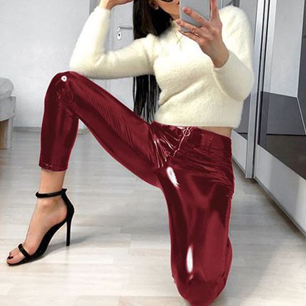 women pants vinyl look wet shiny pvc stretchy pant disco female skinny trousers zipper pencil pants, Black;white
women pants vinyl look wet shiny pvc stretchy pant disco female skinny trousers zipper pencil pants, Black;white