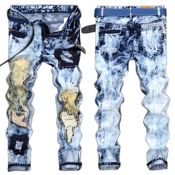 new designer men's jeans mens distressed ripped skinny jeans classic washed slim moto biker causal mens denim pants hip hop men jeans 0, Blue
new designer men's jeans mens distressed ripped skinny jeans classic washed slim moto biker causal mens denim pants hip hop men jeans 0, Blue