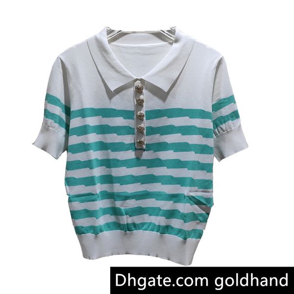 2020 WomensTop Designer Luxury Ladies Knit T-shirts Casual Brand Top Ice Silk striped short sleeve top women's summer
2020 WomensTop Designer Luxury Ladies Knit T-shirts Casual Brand Top Ice Silk striped short sleeve top women's summer