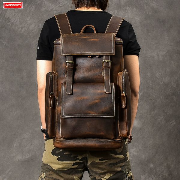 retro genuine leather men's backpack large capacity lapbag school backpack male shoulder bags brown leather travel backpacks cj191201
retro genuine leather men's backpack large capacity lapbag school backpack male shoulder bags brown leather travel backpacks cj191201