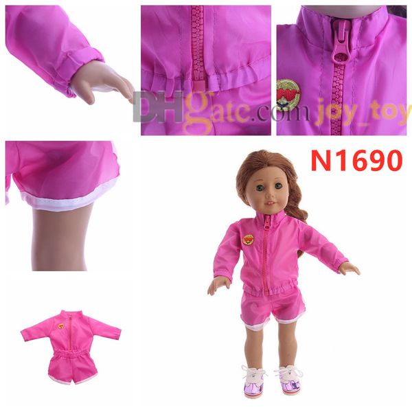 

18-дюймовая кукольная спортивная куртка с длинным рукавом и короткими брюками Спортивный костюм для 18-дюймовой американской кукольной ткани