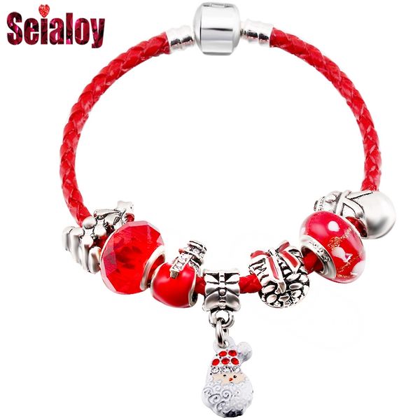 seialoy christmas red woven leather charms bracelets for women men original santa claus pine bracelet bangle christmas gifts, Golden;silver
seialoy christmas red woven leather charms bracelets for women men original santa claus pine bracelet bangle christmas gifts, Golden;silver
