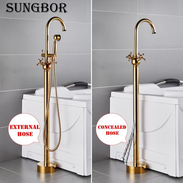 bathtub faucet gold round spout double handle mixer water taps bathroom bath hand shower floor mounted tub faucet set hd-2778k1
bathtub faucet gold round spout double handle mixer water taps bathroom bath hand shower floor mounted tub faucet set hd-2778k1