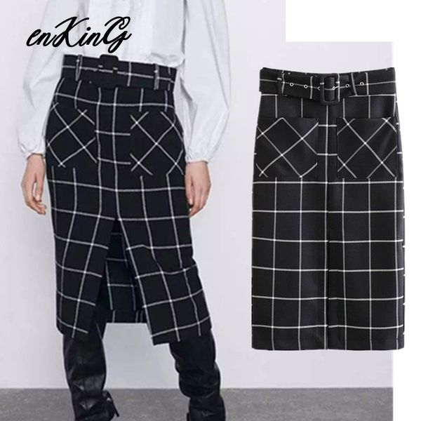 2019 women elegant plaid midi skirt bow tie sashes back zipper pockets split female office wear mid calf skirts, Black
2019 women elegant plaid midi skirt bow tie sashes back zipper pockets split female office wear mid calf skirts, Black