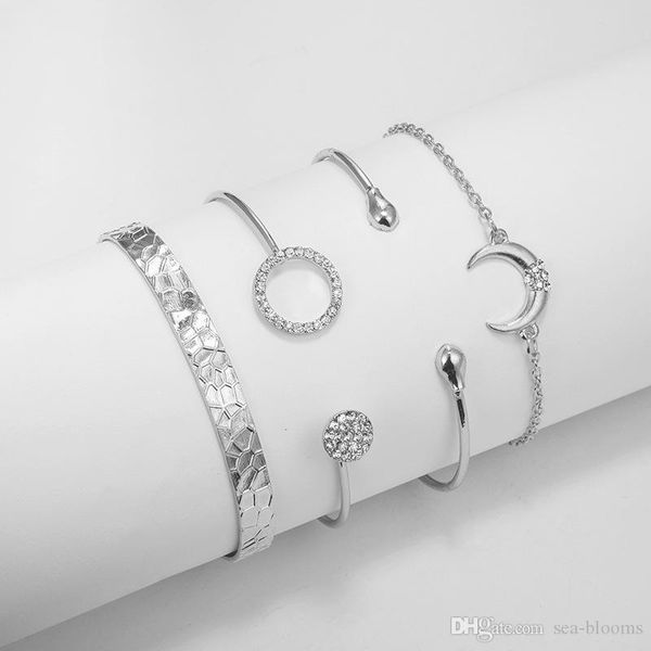 dhl fashion 4 pcs/set geometric diamond circle round opening grain moon chain bracelet multilayer bracelet set for women girl m265r, Golden;silver
dhl fashion 4 pcs/set geometric diamond circle round opening grain moon chain bracelet multilayer bracelet set for women girl m265r, Golden;silver