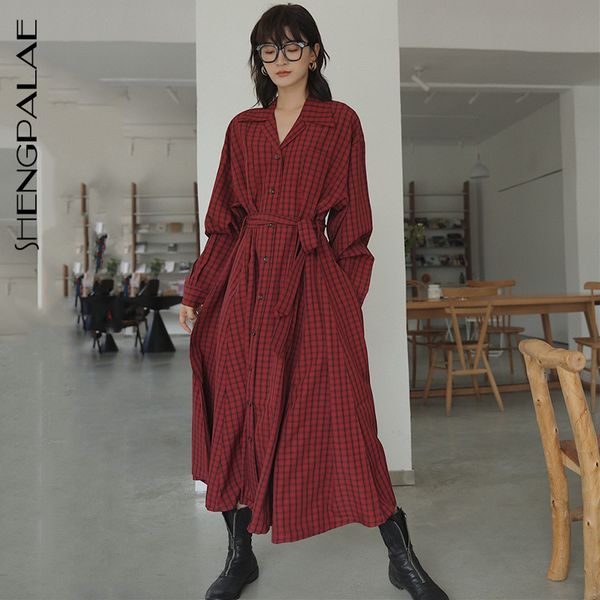 shengpalae red long sleeve lapel single-breasted belt plaid loose plus woman dress casual simple fashion 2020 new td126, Black;gray
shengpalae red long sleeve lapel single-breasted belt plaid loose plus woman dress casual simple fashion 2020 new td126, Black;gray