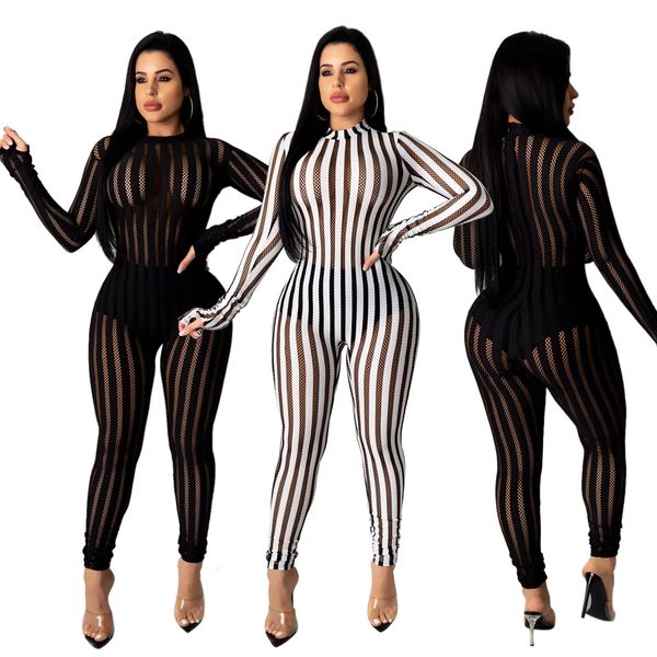 european and american cross-border platform new slim elastic stretch mesh jumpsuit two-color, Black;white
european and american cross-border platform new slim elastic stretch mesh jumpsuit two-color, Black;white