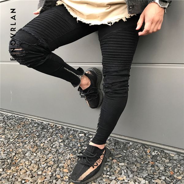 2018 new men ripped holes jeans zip skinny biker jeans black white with pleated patchwork slim fit hip hop men pants, Blue
2018 new men ripped holes jeans zip skinny biker jeans black white with pleated patchwork slim fit hip hop men pants, Blue