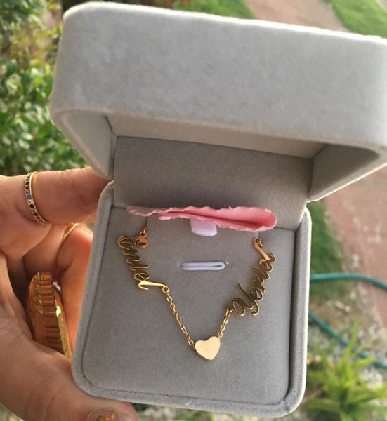 custom two name with heart necklace personalized double heart love statement necklace women stainless steel chain collier femme239p, Silver
custom two name with heart necklace personalized double heart love statement necklace women stainless steel chain collier femme239p, Silver