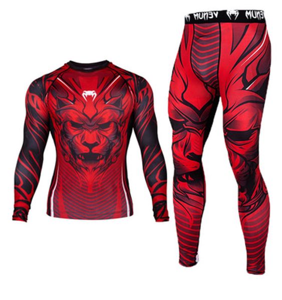 

venum men mma t-shirts+pants mma boxing muay thai shorts rashguard kickboxing sets boxeo fitness sportsuits jiu jitsu bjj gi t-shirts, Black;blue