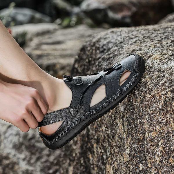 men summer sandals genuine leather comfortable casual sandals fashion slip on men slippers zapatillas hombre big size 48, Black
men summer sandals genuine leather comfortable casual sandals fashion slip on men slippers zapatillas hombre big size 48, Black