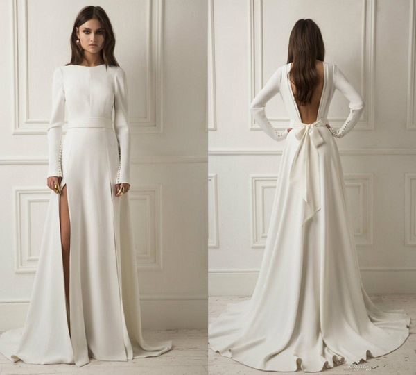 dream lihi hod country wedding dresses backless sweep train simple long sleeve bridal dress popular satin plus size wedding gowns 4331, White
dream lihi hod country wedding dresses backless sweep train simple long sleeve bridal dress popular satin plus size wedding gowns 4331, White