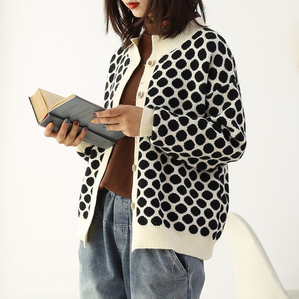 women sweater outwear new arrival casual fashion wild wave point round neck long-sleeved knit cardigan coat 4 color size l, White
women sweater outwear new arrival casual fashion wild wave point round neck long-sleeved knit cardigan coat 4 color size l, White