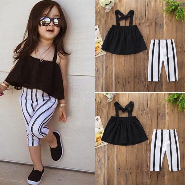kids clothes 1-6y summer girls strap + pants 2 piece sets kids designer clothes girls cute black strap striped pants legging jy147, White
kids clothes 1-6y summer girls strap + pants 2 piece sets kids designer clothes girls cute black strap striped pants legging jy147, White