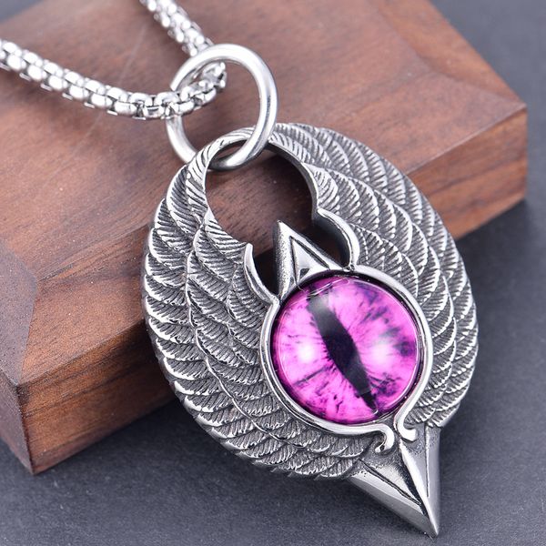 2020 z119 new retro trend exaggeration necklace accessories stainless steel luminous purple eye wing necklace stainless steel jewelry wing, Silver
2020 z119 new retro trend exaggeration necklace accessories stainless steel luminous purple eye wing necklace stainless steel jewelry wing, Silver