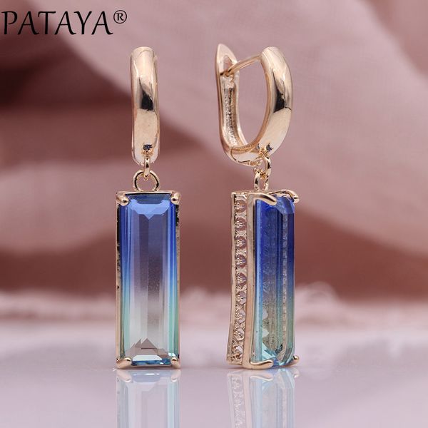 pataya new gradient blue long earrings women fashion party luxury jewelry 585 rose gold tourmaline zircon square dangle earrings, Silver
pataya new gradient blue long earrings women fashion party luxury jewelry 585 rose gold tourmaline zircon square dangle earrings, Silver