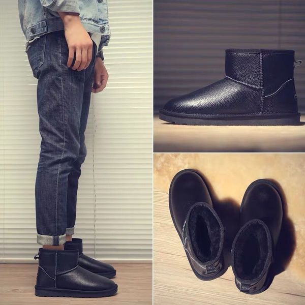 first layer cowhide snow boots men's short tube warm and velvet waterproof northeast cotton shoes, Black
first layer cowhide snow boots men's short tube warm and velvet waterproof northeast cotton shoes, Black