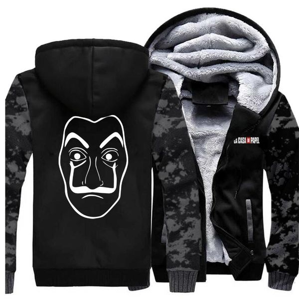 la casa de papel thick camouflage hoodies funny men sweatshirt house of paper money heist mens brand clothing warm zipper jacket, Black
la casa de papel thick camouflage hoodies funny men sweatshirt house of paper money heist mens brand clothing warm zipper jacket, Black