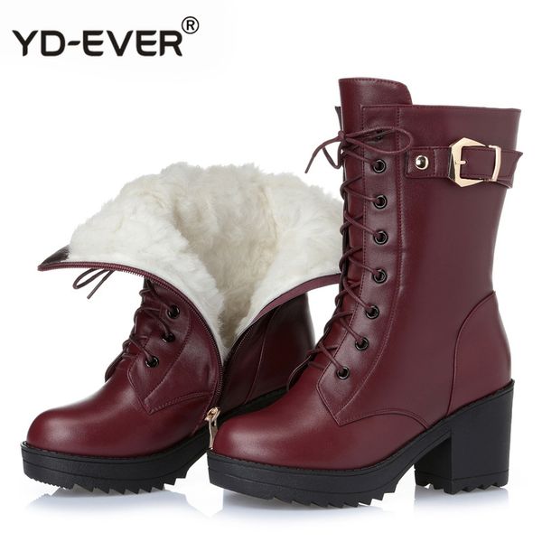 women female mother ladies genuine leather shoes boots mid calf winter plush fur warm zipper med heel shoes, Black
women female mother ladies genuine leather shoes boots mid calf winter plush fur warm zipper med heel shoes, Black