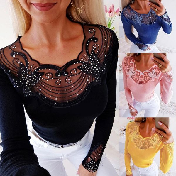 women long sleeve see through beads decor o neck waist tight sliming blouse top, White;black
women long sleeve see through beads decor o neck waist tight sliming blouse top, White;black