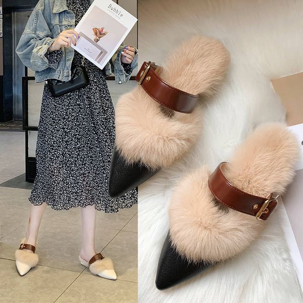 fur slippers for women 2020 autumn winter outdoor short plush pointed flat slippers women shoes slides woman mules ladies shoes, Black
fur slippers for women 2020 autumn winter outdoor short plush pointed flat slippers women shoes slides woman mules ladies shoes, Black