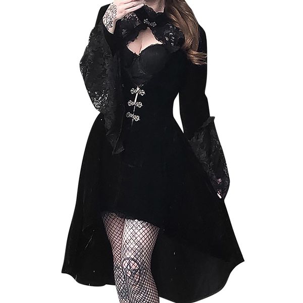 halloween black dress women retro gothic court v-neck hollow out lace slim long pagoda sleeve dress vestido de halloween#g1, Black;gray
halloween black dress women retro gothic court v-neck hollow out lace slim long pagoda sleeve dress vestido de halloween#g1, Black;gray