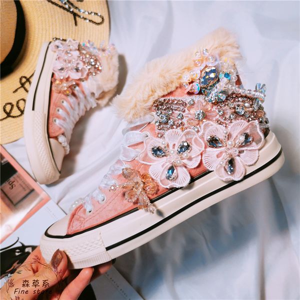 new rhinestone heavy industry beaded fairy high canvas shoes fashion korean personality joker leisure, Black
new rhinestone heavy industry beaded fairy high canvas shoes fashion korean personality joker leisure, Black