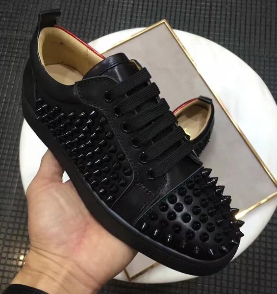 r luxury men casual shoes men party walking red bottom sneaker spikes low cut junior rivets flat men women lovers trainers, Black
r luxury men casual shoes men party walking red bottom sneaker spikes low cut junior rivets flat men women lovers trainers, Black