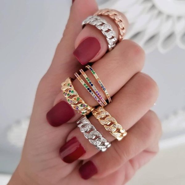 open adjusted mini finger ring rainbow colorful cz miami cuban link chain resizable fashion knuckle rings, Golden;silver
open adjusted mini finger ring rainbow colorful cz miami cuban link chain resizable fashion knuckle rings, Golden;silver