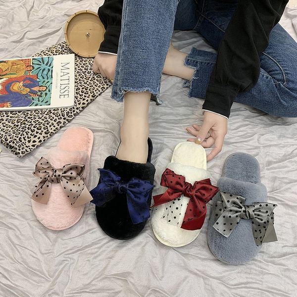 2019 autumn and winter new female baotou fur hair to keep warm wild flat bow slippers, Black
2019 autumn and winter new female baotou fur hair to keep warm wild flat bow slippers, Black