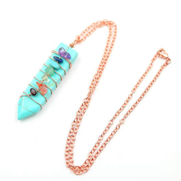 fyjs unique rose gold color wire wrap sword shape pendant healing balancing necklace green turquoises stone jewelry, Silver
fyjs unique rose gold color wire wrap sword shape pendant healing balancing necklace green turquoises stone jewelry, Silver