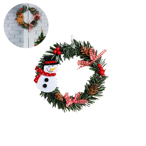 

christmas decorated garland pine garland decoration with pine cone red berry bow diameter 6 inches - snowman colorful