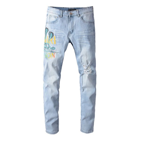 mens designer jeans ripped distressed slim fit motorcycle biker denim skinny jeans for man snake hip hop jeans, Blue
mens designer jeans ripped distressed slim fit motorcycle biker denim skinny jeans for man snake hip hop jeans, Blue
