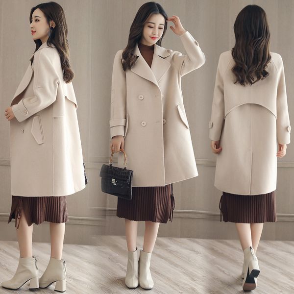 office lady solid long woolen winter coats fashion wide-waisted wool coat and jacket double breasted ladies coats, Black
office lady solid long woolen winter coats fashion wide-waisted wool coat and jacket double breasted ladies coats, Black